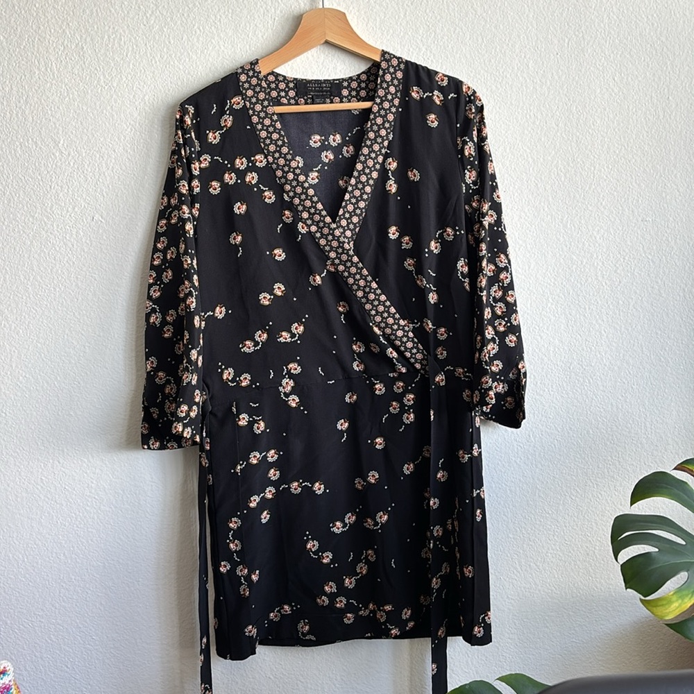 All Saints Alva Fraise 100% Silk Print Kimono Style Dress Size US 4